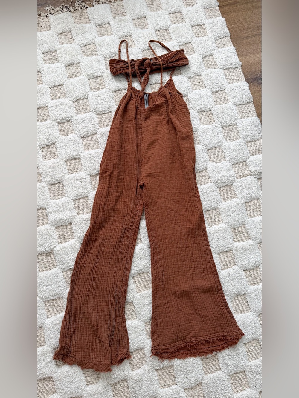 Anthropologie Wrenley Suspender Cotton Gauze Jumpsuit & Bandeau Top Set - Picture 4 of 8